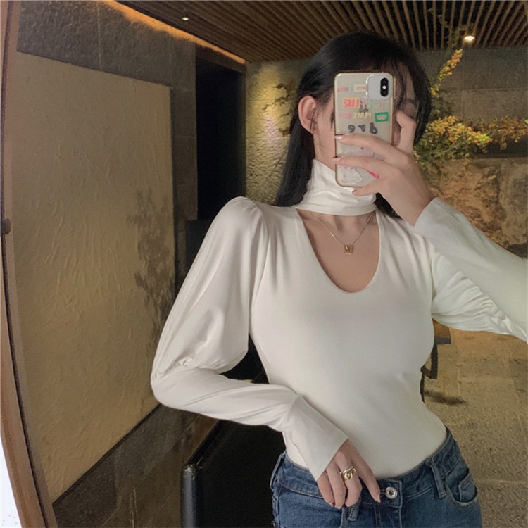 タートルネック ボトミングシャツ レディース 秋冬 パフスリーブ タイトフィット Tシャツ 人気no 1 本体 トップス おしゃれな 長袖
