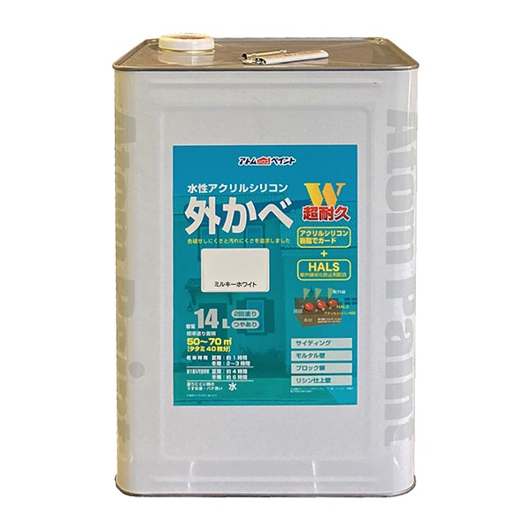アトムハウスペイント 00001-15853 水性アクリルシリコン外かべ 14L ミルキーホワイト