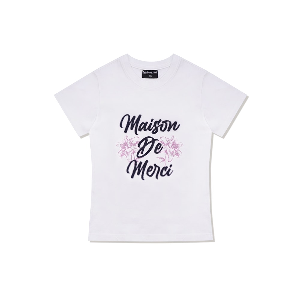 ファビュラスアーカイブ女性用フラワースパンシングルジャージーショートスリーブ T シャツホワイト (FCD2TS513W)