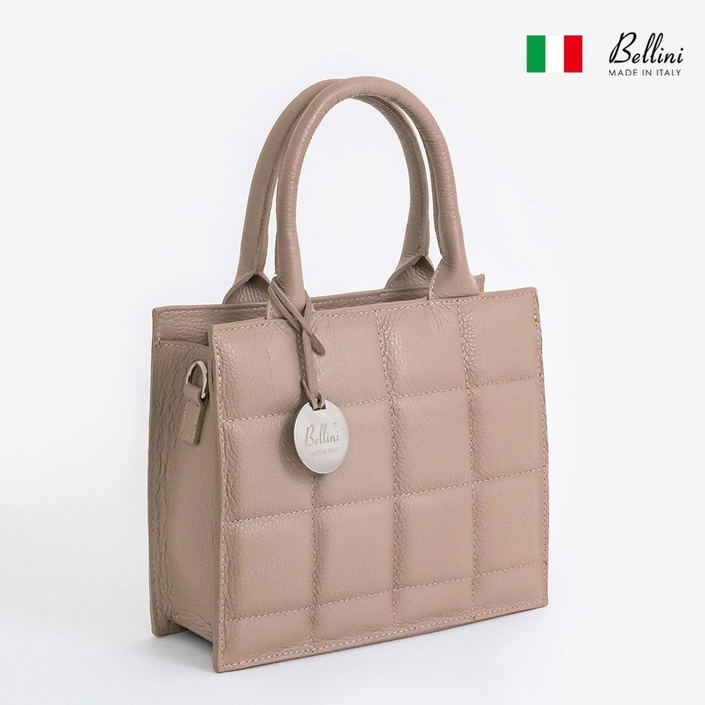 【訳ありSALE内側汚れ】Bellini キルティング ハンドバッグ トープ レディース イタリア製 本革バッグ 高級牛革 プレミアム 100％イタリアンレザー カーフレザー