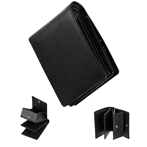 [ジー エス ジー] 財布 メンズ 2つ折り 本革 カード22枚収納 ボックス型小銭入れ 一流の財布職人による RFID スキミング防止 二つ折り財布 大容量 人気ブランド 折りたたみさいふ 男性 紳