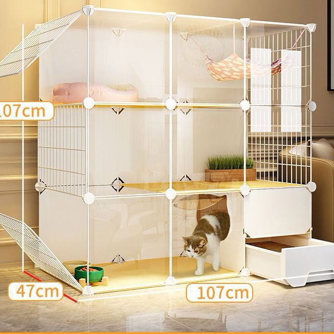 猫ケージ 3階建て 4段 猫別荘 ケージ 家庭用室内 猫砂鉢一体 猫小屋 トイレ大自由空間