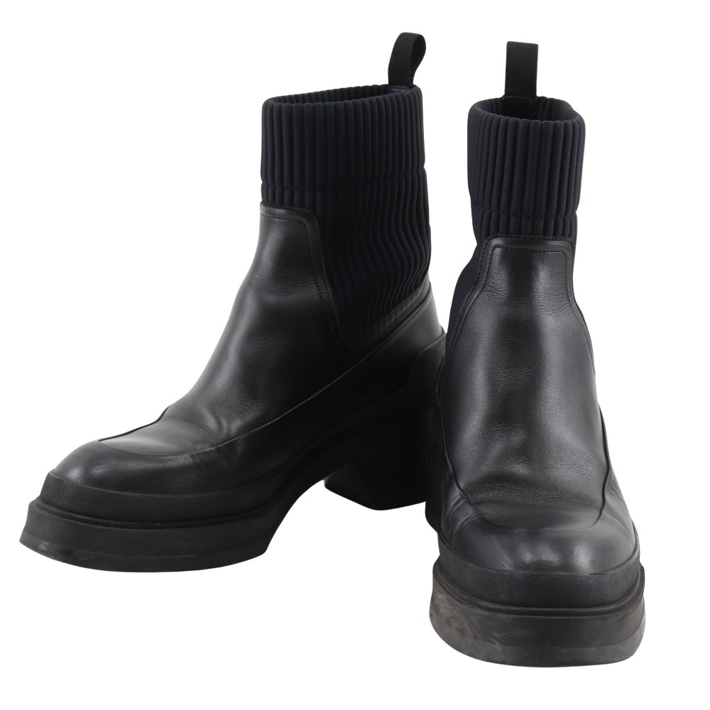 リブ編みアンクルショートブーツ VADROUILLE ヴァンダル 192095Z ブーツ カーフ 黒 レディース 中古品 35,620円