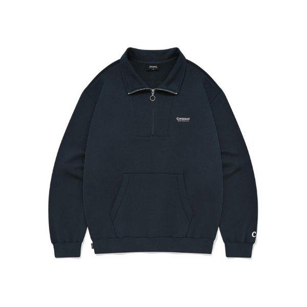 長袖Tシャツ JQS CO2401CR08-NA ダメージ ハーフ ジップ スウェットシャツ ネイビー