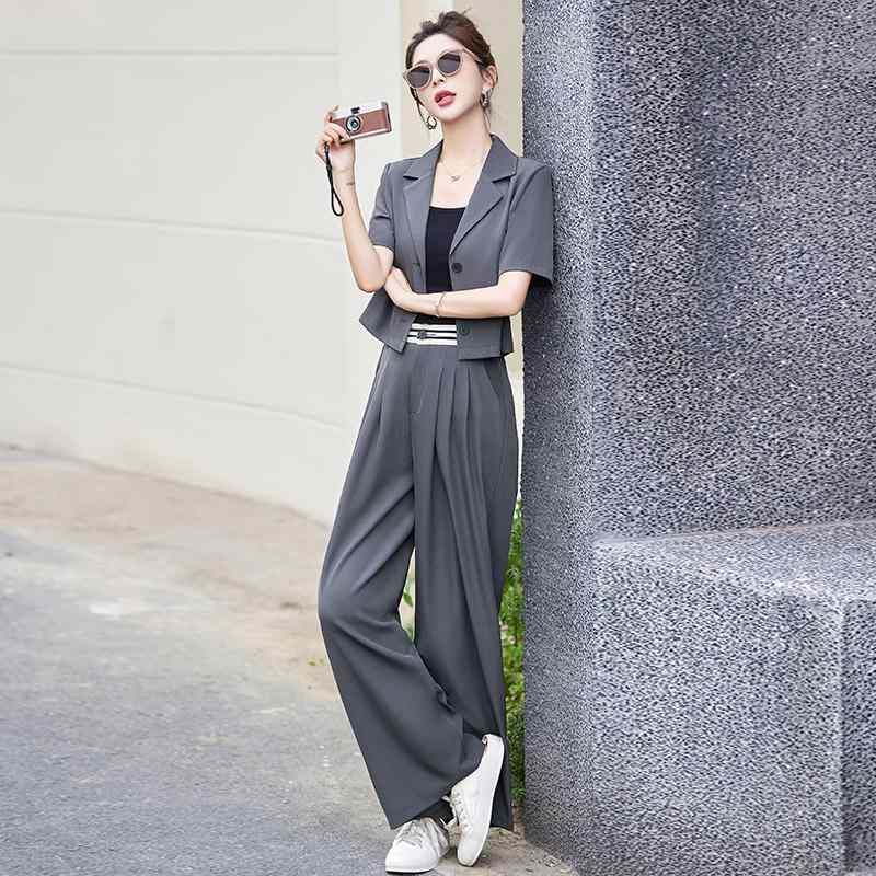 レディース 高級感 半袖 スーツ セットアップ ツーピース 女性用 夏 ハイセンス パンツ 2点セット カジュアル おしゃれ