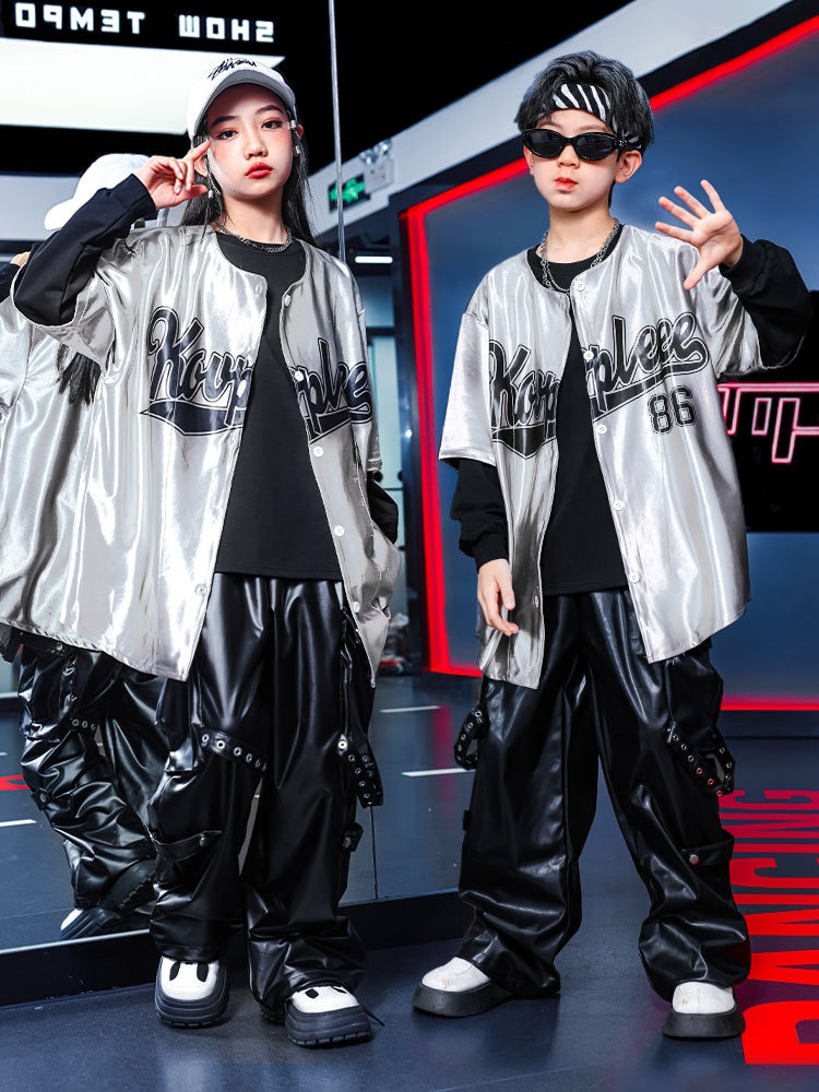 キッズダンス衣装 【短納期】ストリートダンス/ジャズ /ヒップホップ風 男の子子供の日コスチューム セットアップ ジュニア ファッションセット 演奏会 応援団 11