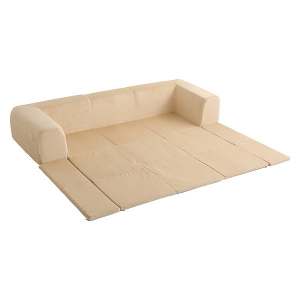 ホームテイスト SH-07-PLTM-SF フロアマット付きソファMサイズ(幅200cm)お家で洗えるカバーリングタイプ Plateau-プラトー- ベージュ メーカー直送