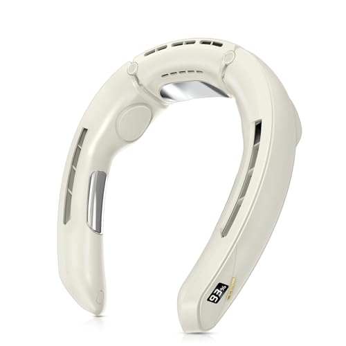 【瞬間冷却ネックファン 2024年夏新型】 首掛け扇風機 ネッククーラー 携帯扇風機 扇風機 羽なし 風量100段階調節 冷却プレート LEDディスプレイ表示 ネックファン 軽量設計 4000mAh大