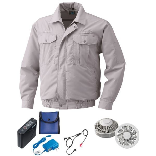 KU9054F 空調服 ポリ製 フルハーネス対応 FAN2200G/LISUPER1 銀 LL