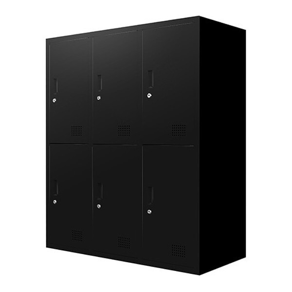 法人限定 Netforce FH-6-2-W-BK ブラック シューズロッカー 3列2段 6人用 鍵付き スチール製 (幅900mm) メーカー直送