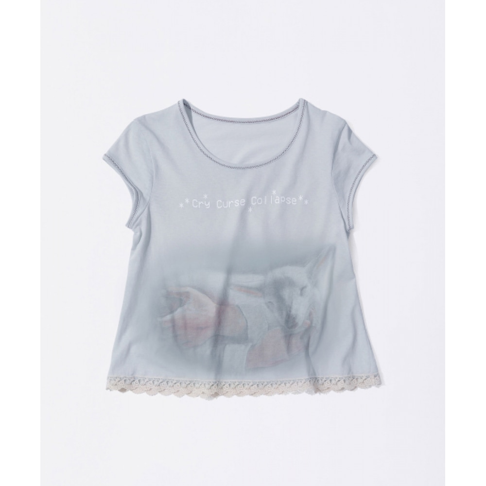 SCULPTOR レース クロップ ベイビー ティー ミスティック ブルーモデル
