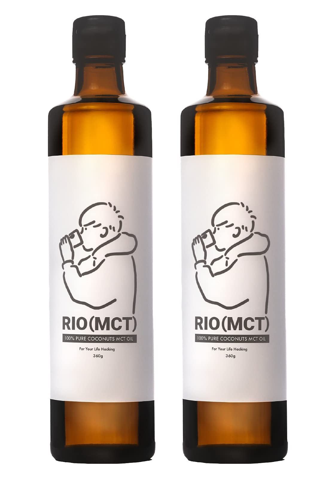 バターコーヒー専用MCTオイル/RIO(MCT) 360g 2本セット / ココナッツ由来100% / 中鎖脂肪酸100% / 完全無欠コーヒー専用/完全無添加で安心安全の日本国内製造/シンプルデザイ