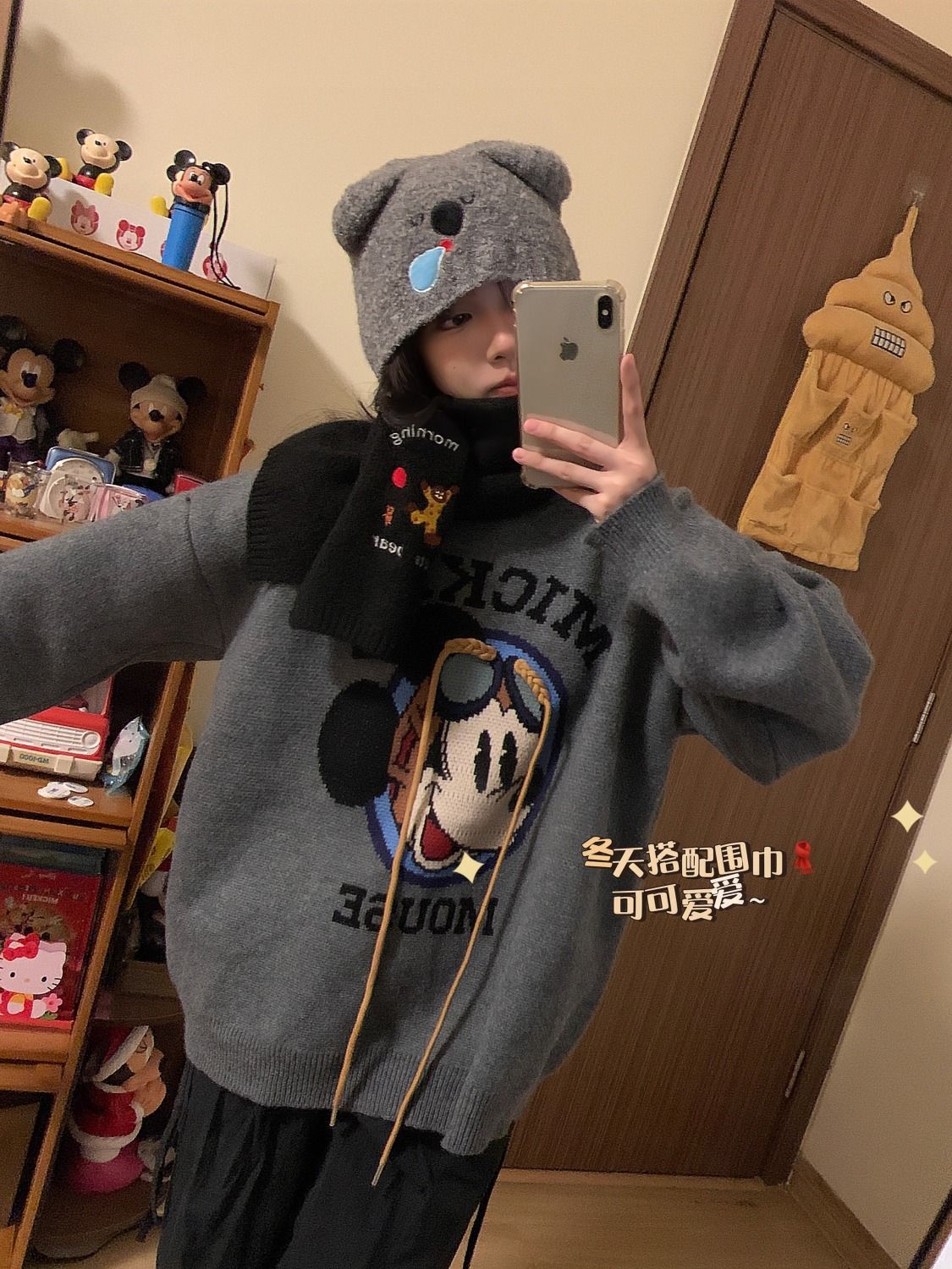 トップスニットレトロなミッキーの怠惰な丸首漫画ミッキー毛ニットセータージャカードカップルの怠惰な風特売 大好評