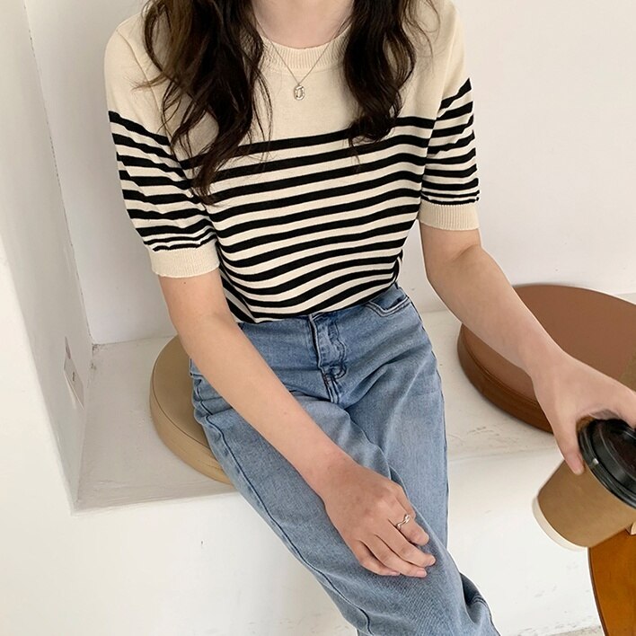 2color レディース トップス ニット ニットソー カットソー Tシャツ 半そで 半袖 五分丈