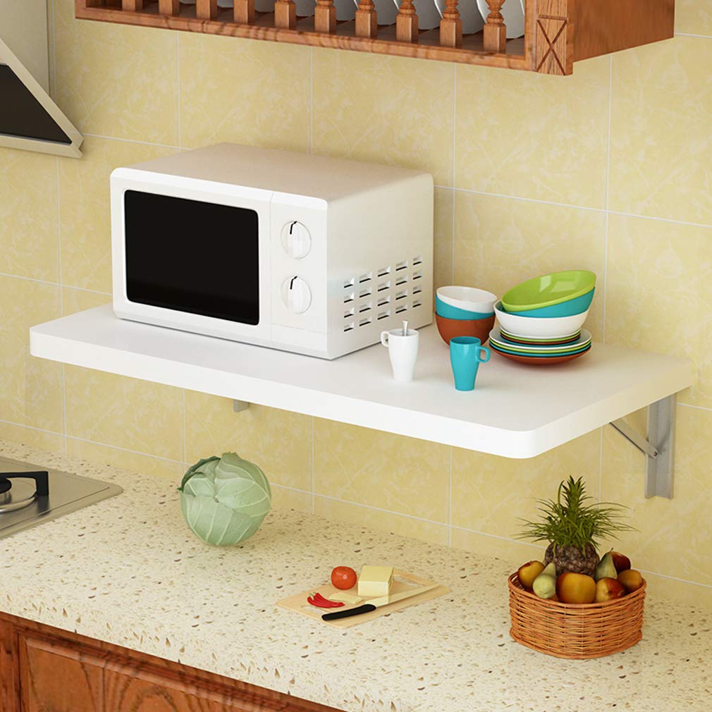 無垢パイン材 壁掛け式 フローティング折りたたみテーブル 多機能パソコンデスク ノートパソコンデスク キッチンダイニングテーブル ワークベンチ 60-120cm 16サイズ ホワイト スタンドとネジ付 12,245円