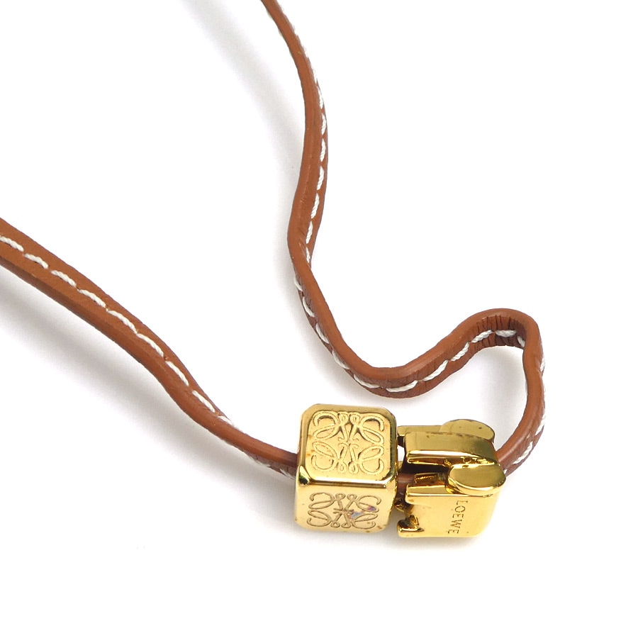 ロエベ LOEWE ネックレス レザー/メタル ブラウン ユニセックス r9875i