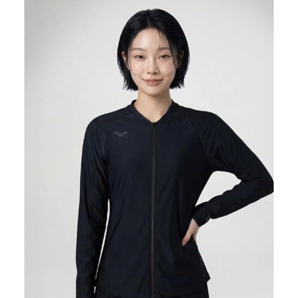 アイスフィット 女性 ライト ジップアップ ラッシュガード A6BL1QR22 ( BLK,WHT )