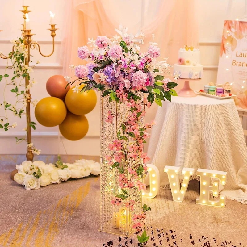 【急速出荷!】フラワースタンド クリア クリスタル 装飾 付き 花台 おしゃれ かわいい インテリア シンプル フラワーアレンジメント プレゼント 4-7