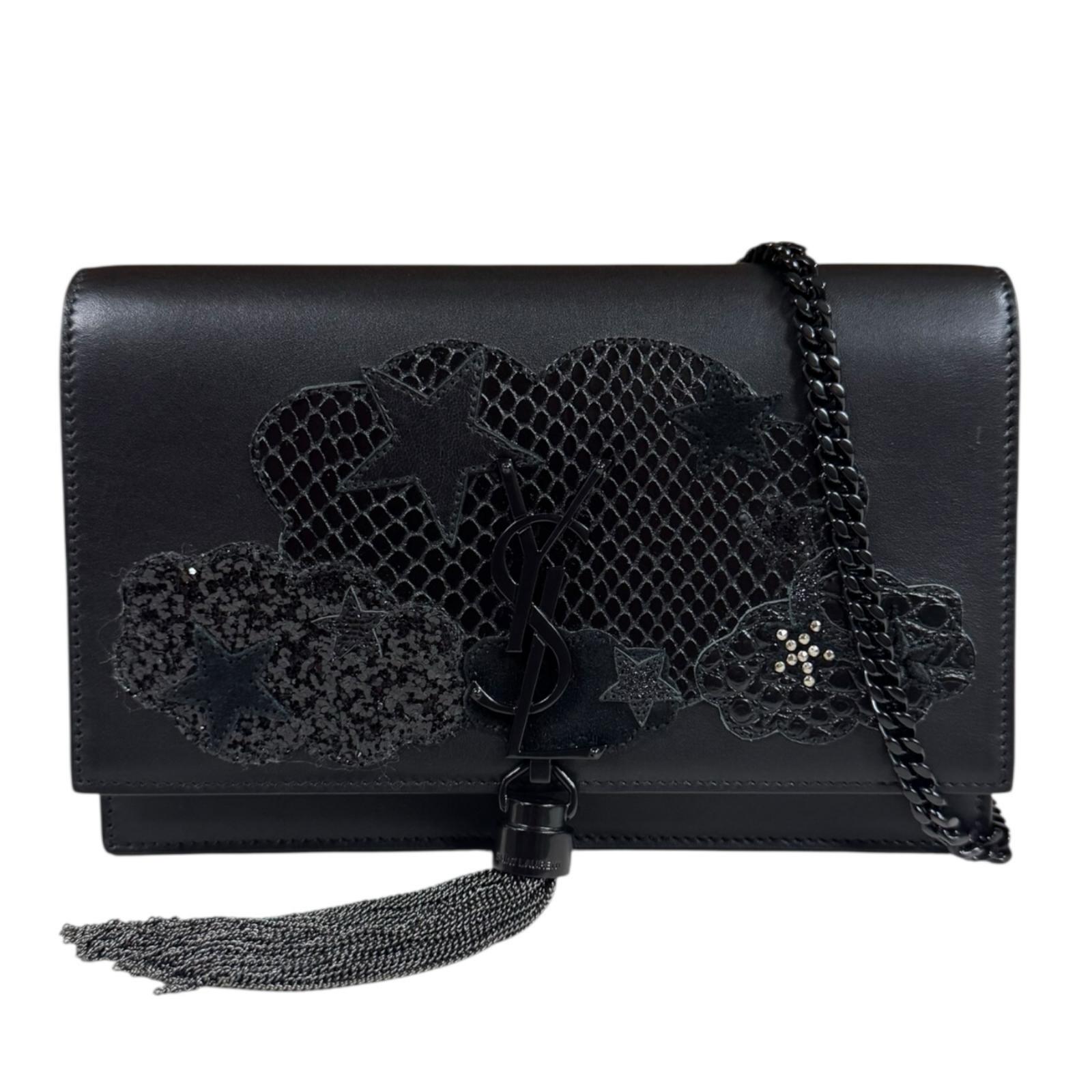 サンローラン ショルダーバッグ レザー ブラック SAINT LAURENT 中古