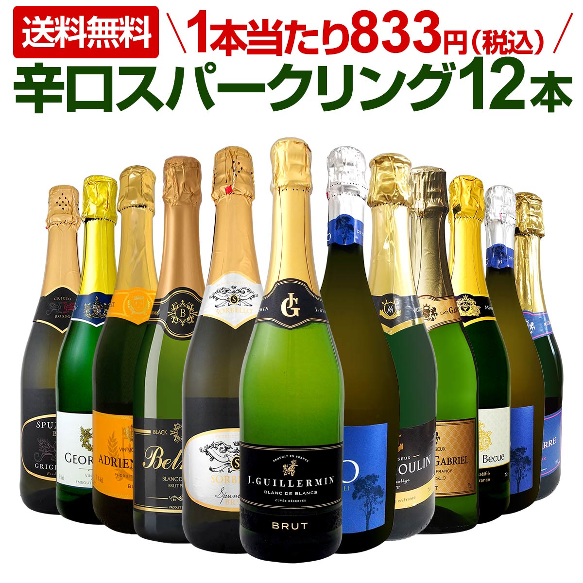 スパークリングワイン セット 送料無料 第100弾 選び抜いた ハイクオリティ 泡 ばかり 12本 辛口 スパークリングワインセット ワイン ワインセッ【クール便希望の場合は330円をお選びください】