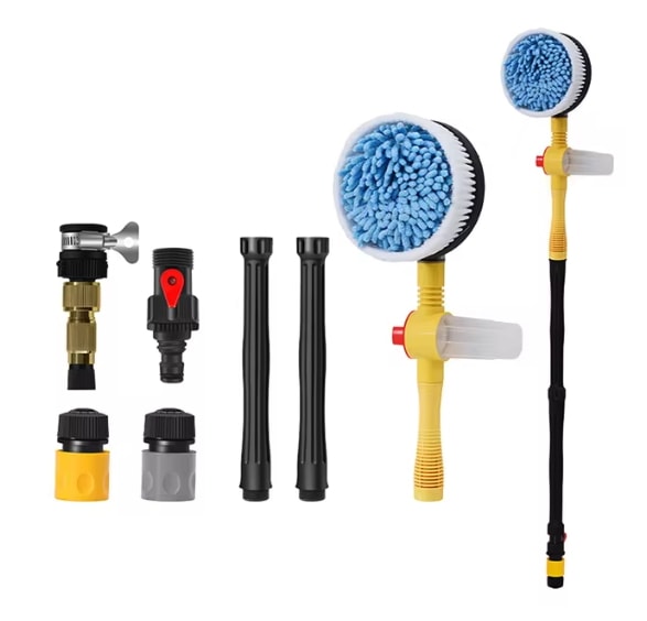 洗車ブラシ 360度回転 高圧洗浄機対応 自動車用 ロータリー式 スプレー調整可能 カーウォッシュ