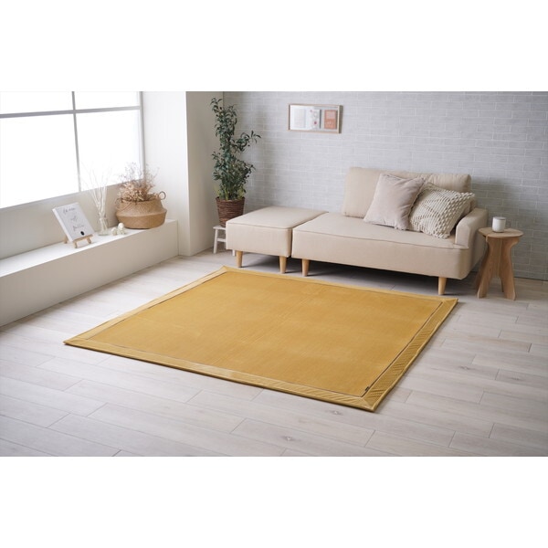 1280830291303 ラグ カーペット 無地ラグ 無地カーペット ボリュームラグ フランネル タッチ感 ストライプ 滑り止め イエロー 約180×240cm 約2畳 メーカー直送