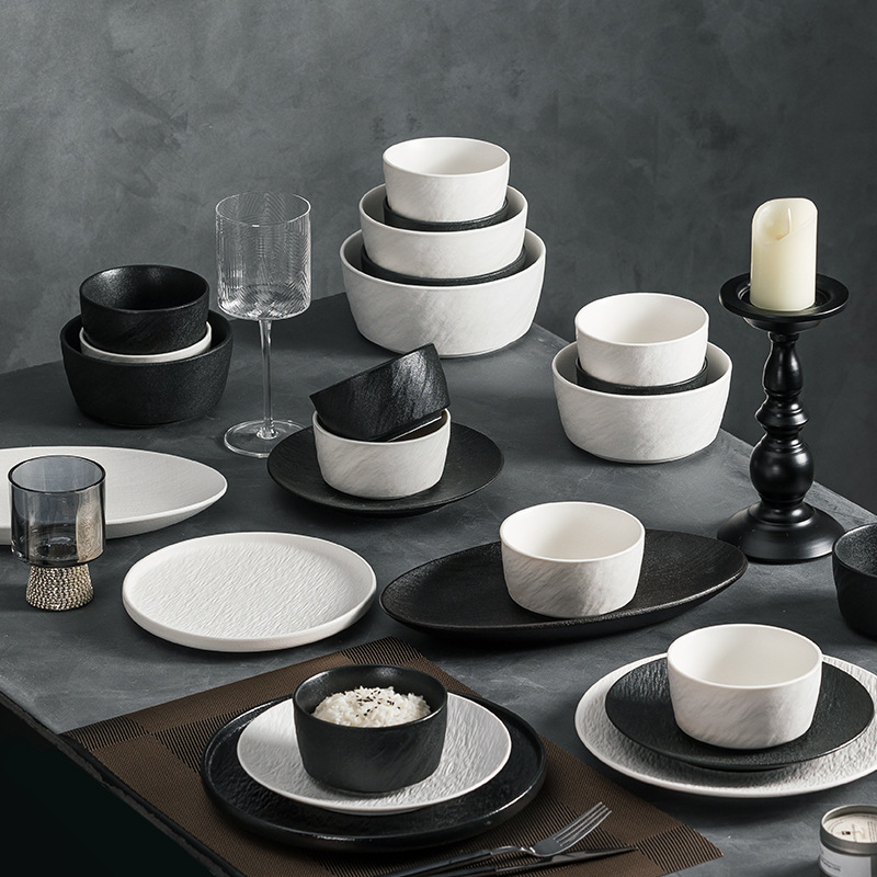 アンダーグレーズ色色の食器セット新しいハイエンドボウル調理器具シンプルボウル調理器具ライトラグジュアリーボウル用品セットホーム使用