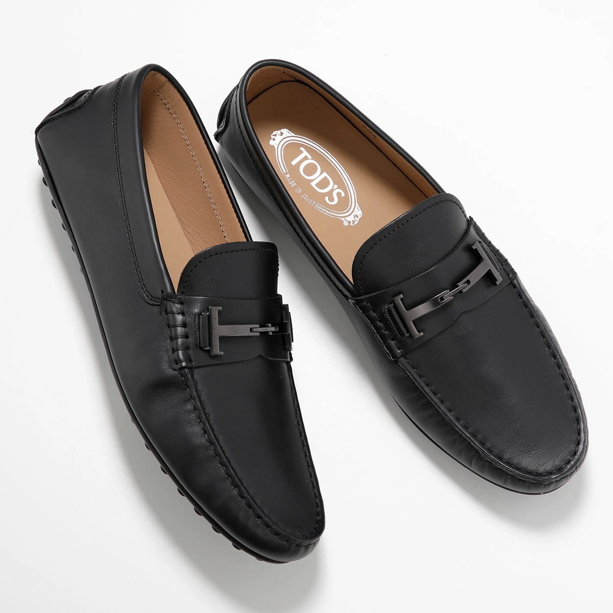 TODS トッズ ローファー GOMMINO ゴンミーノ XXM42C0HG70D90 メンズ レザー スリッポン ロゴ ダブルT シューズ 靴 B999/NERO