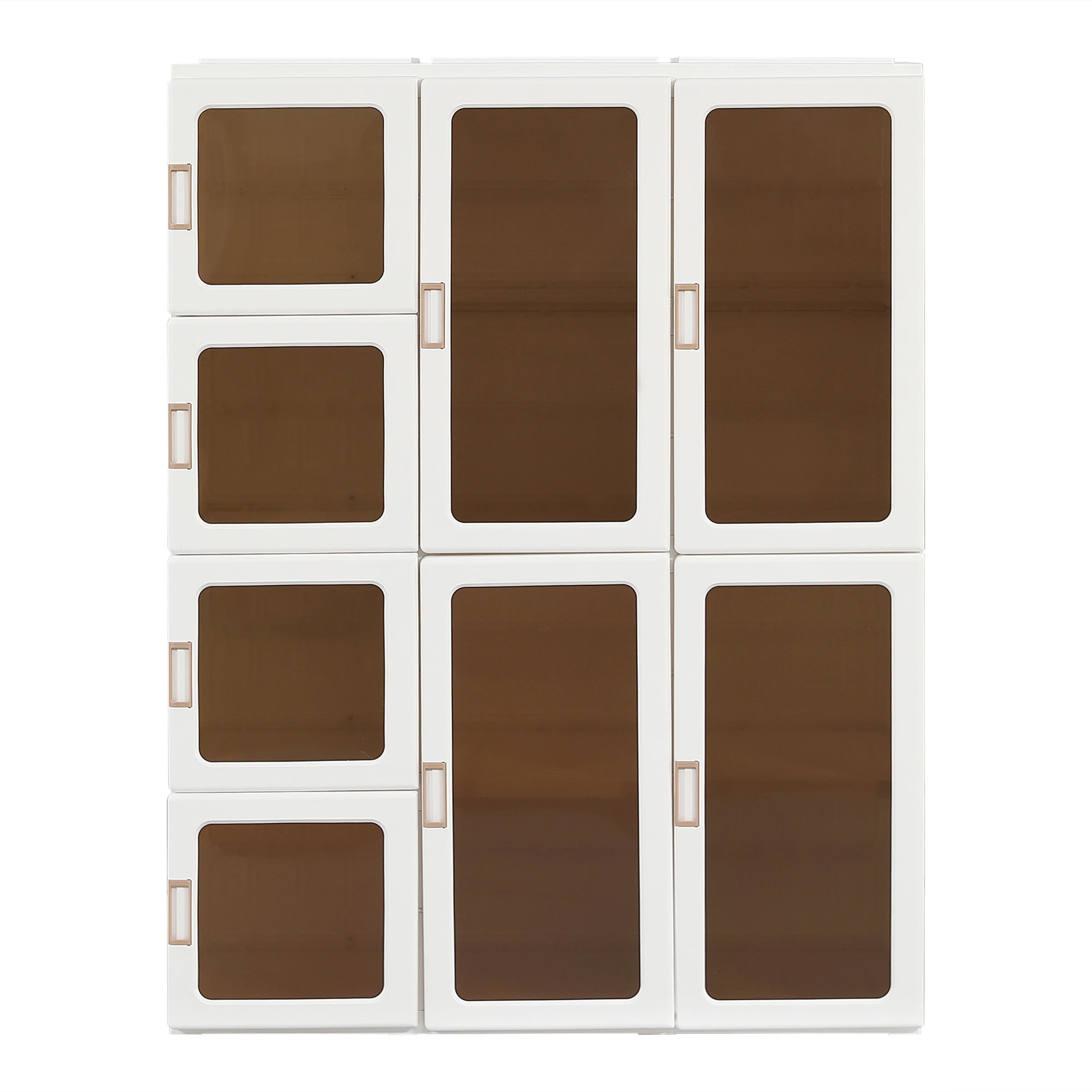 【即日発送　送.料.無.料】【幅104*高さ136cm茶色透明扉】ワードローブ クローゼット 一体折りたたみ式 収納 扉付き 洋服ダンス ハンガーラック 簡単組立 大容量 衣類 雑物 防塵 省スペース 33,888円