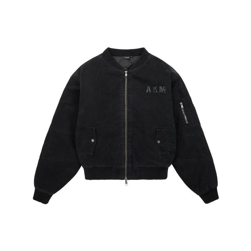 アカム AAKAM ディストレストコットン MA1ジャケット ブラック 499666