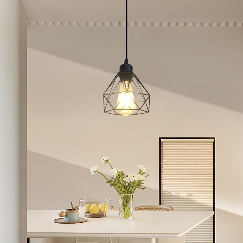 1pc モダンなミニマリストのノルディックスタイルの吊り下げライトE27電球ベース食事バーキッチンホールコリドールフォワードベッドルーム用の鋳鉄吊り下げシャンデリア半埋め込み式のインストール塗