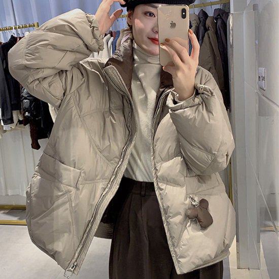 ダウンジャケット レディース ショート丈 フードなし 冬 防寒 暖かい 体型カバー フェミニン ガーリー おしゃれ オトナ女子 きれいめ カジュアル デイリー お出かけ 韓国 通勤 通学 デート 女子