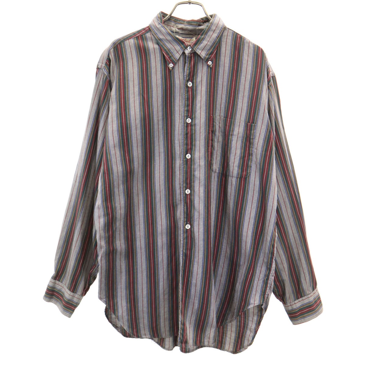 THE SOFT TOUCH SHIRT 60s ヴィンテージ ストライプ柄 長袖 ボタンダウンシャツ L グレー by CISCO メンズ 古着