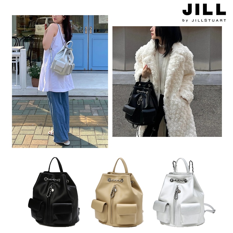 CHAIN BACKPACK JLBA4F405BK JLBA5E406I2 JLBA4F407SV 巾着バッグ バケットバッグ バケツ型 レディース ジル かわいい 人気 韓国 無地 おしゃれ ミニ