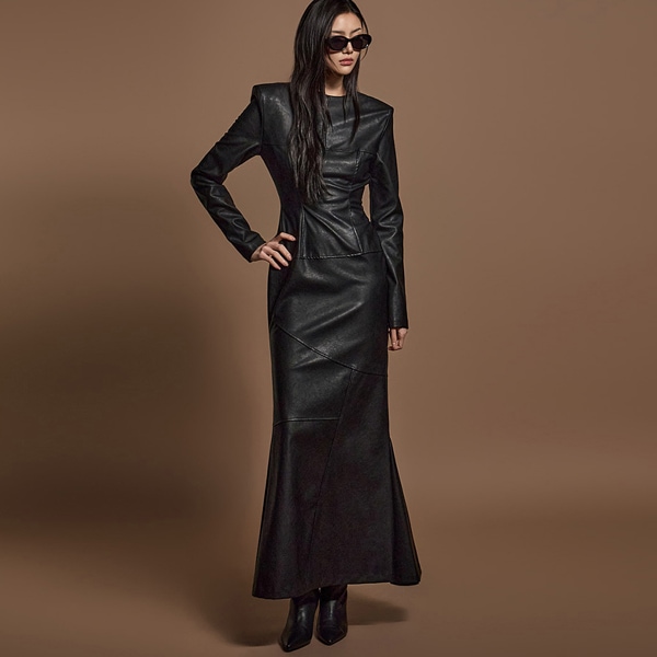 D9517 マーメイド レザー ワンピース