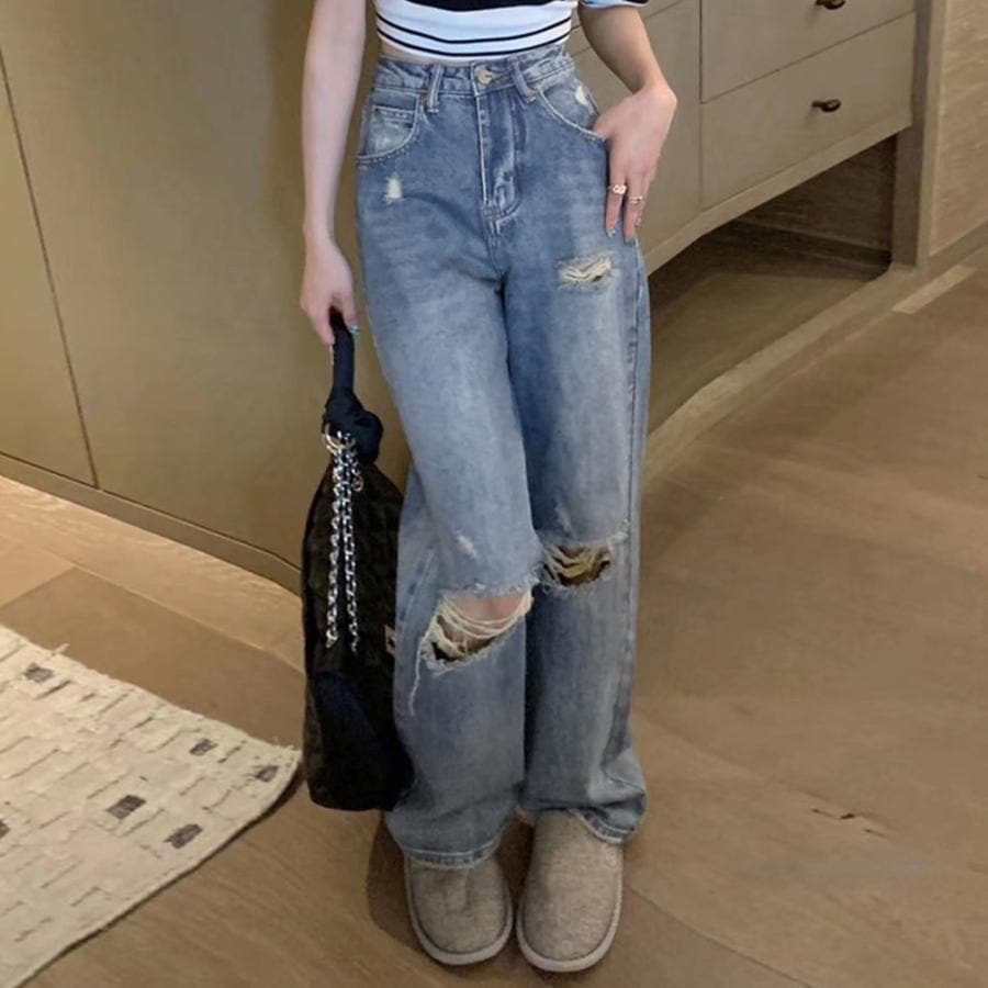 デニムパンツ レディース ジーンズ ダメージデニムレディースクラッシュデニム