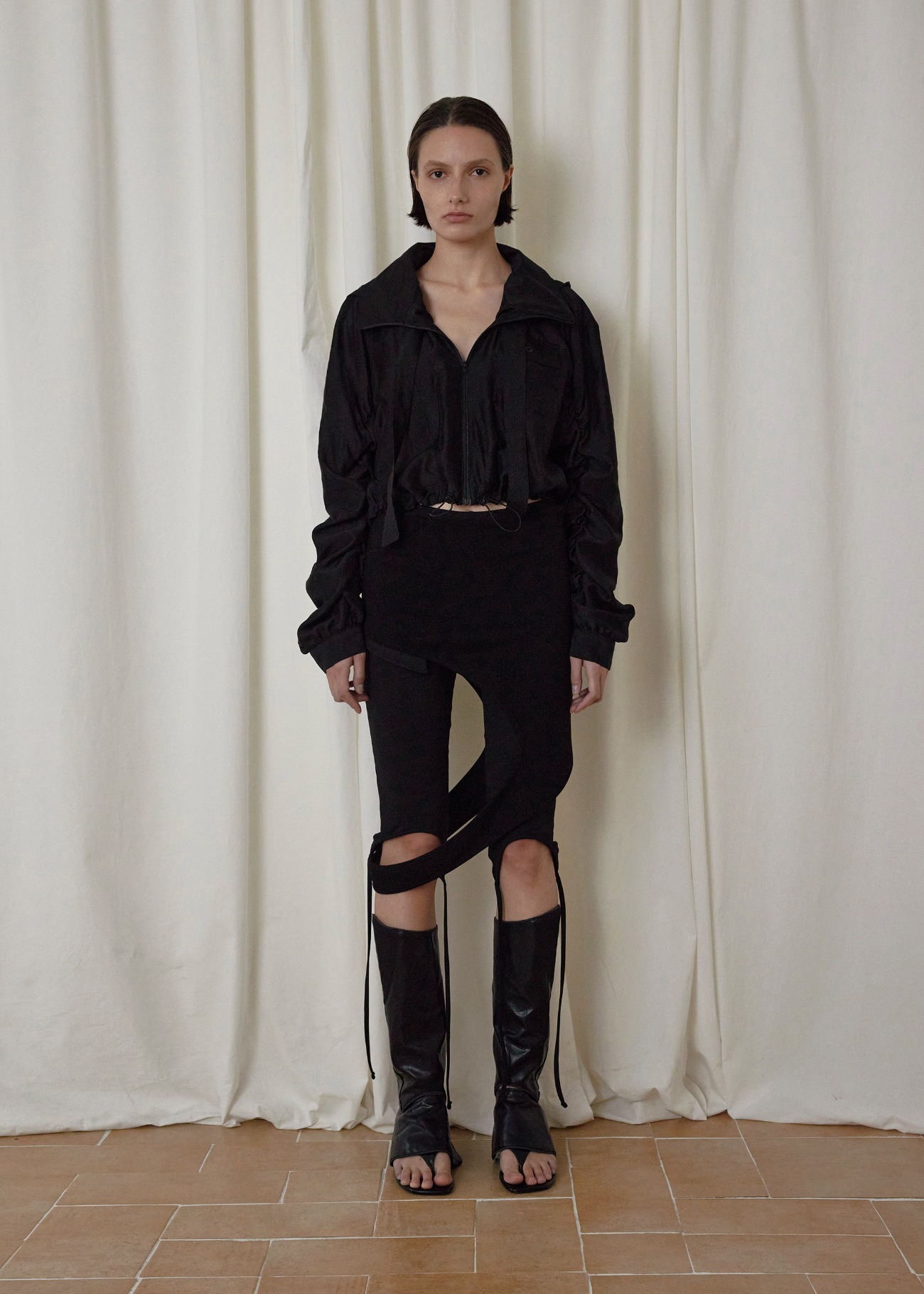 【bohemseo】 SHEER CROP BOMBER, BLACK 正規品