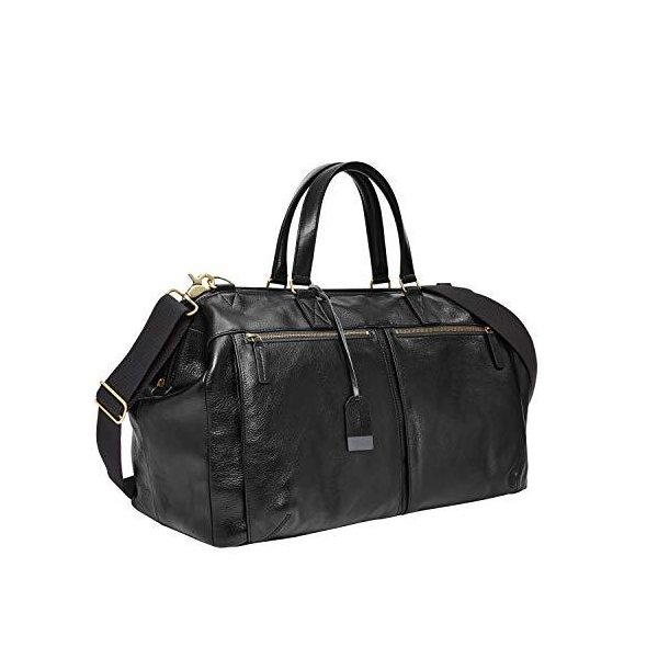 Fossil Men s Defender Leather Duffle Bag， Black 並行輸入品