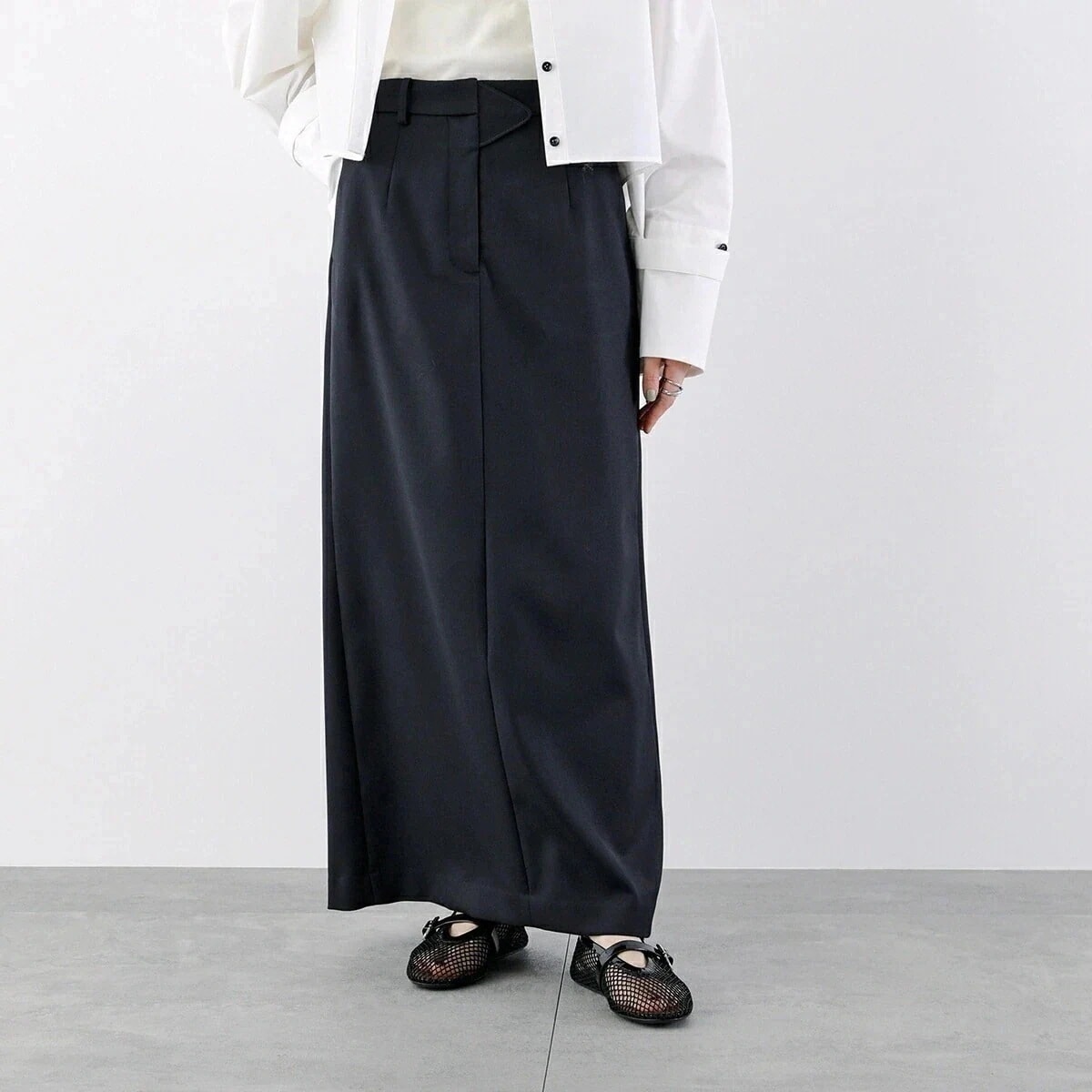 TWILL ツウィル ロングスカート TW24235 レディース ストレート スリット マキシ丈 ブラック 【ts】