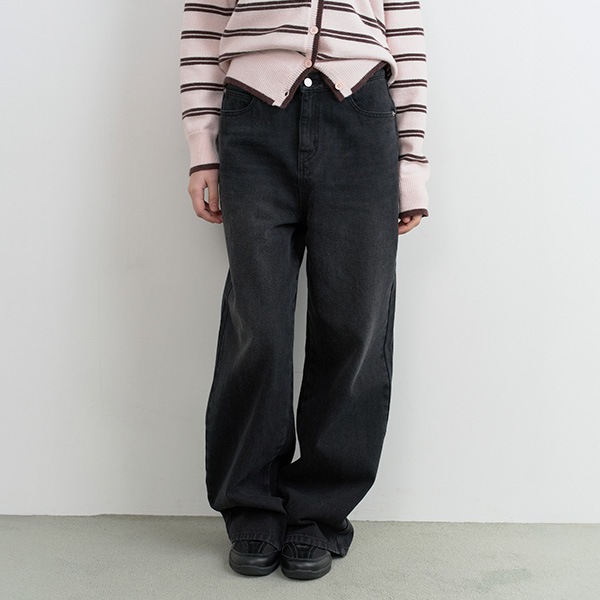 BACK SEAM DENIM PANTS BLACK