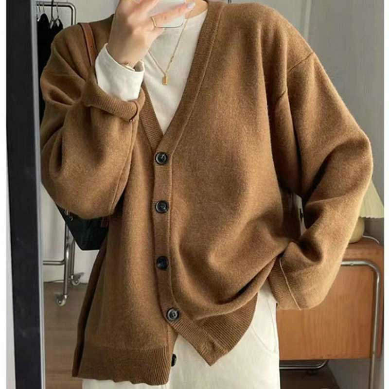 可愛い 通勤 長袖 防寒 無地 春秋冬 カーディガン 羽織り アウター トップス セーター ニットカーディガン Vネック ニット 4,779円