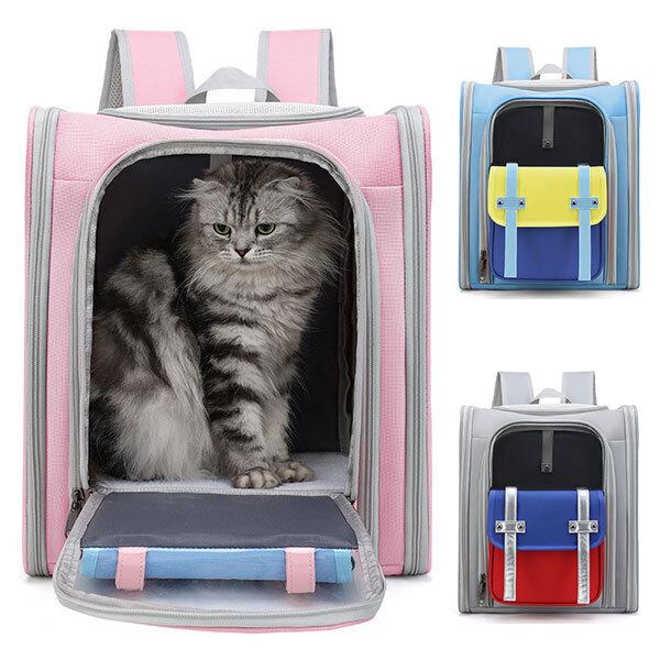 小型犬 猫 ウサギ キャリーリュック カラフル ペットキャリー ペットバッグ 通気性 旅行 通院 災害 リュック 折りたたみ式 ペットハウス