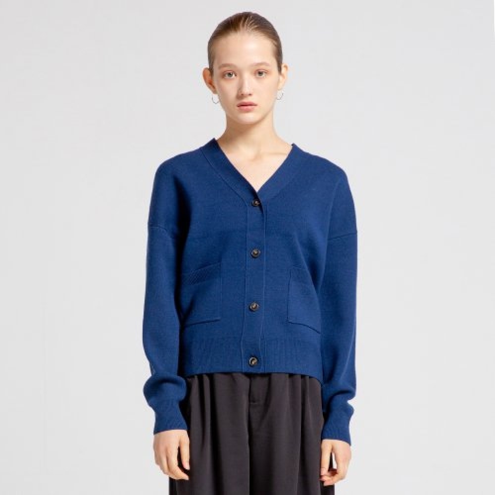 ヴィアボンデヴィア 100% ウールジャカードカーディガン（インディゴ）