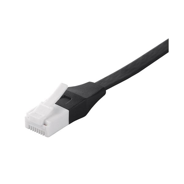 （まとめ） バッファローツメの折れないLANケーブル カテゴリー6a ストレート フラットタイプ ブラック 5.0m BSLS6AFU50BK 1本 [x3セット]