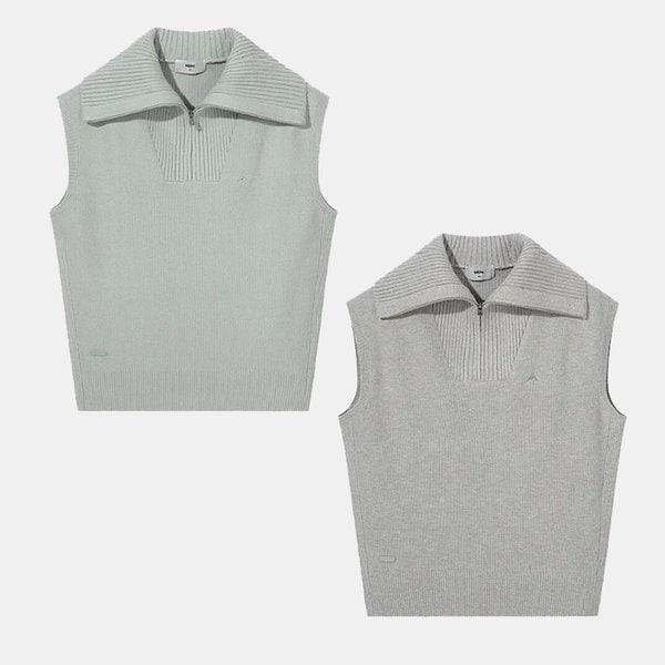 女性 デイリー ハーフジップ セーター ベスト (7L85903)