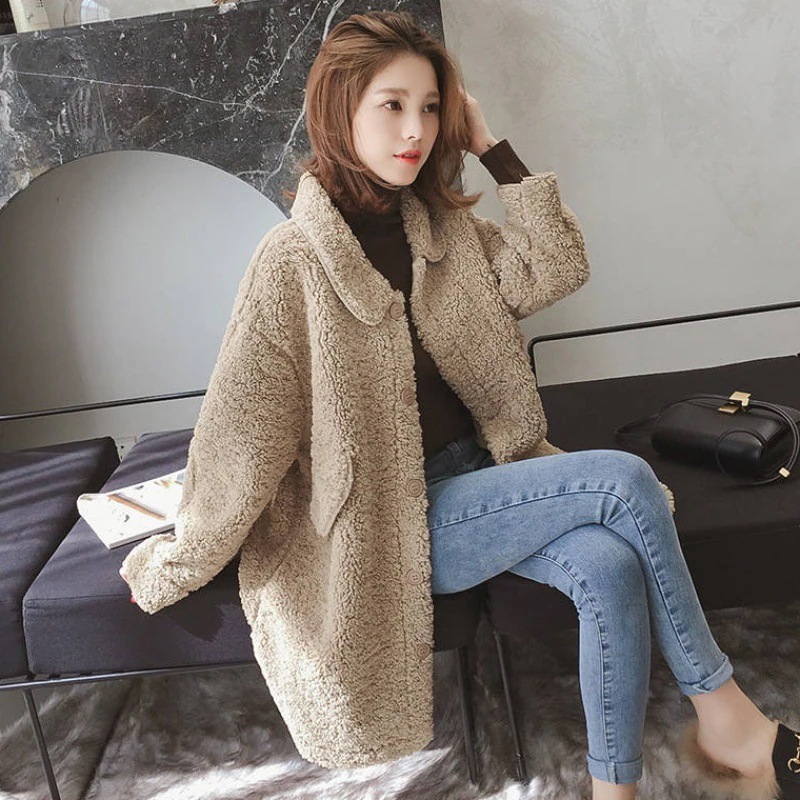 品質いいな新品 ボアコート レディース アウター ロング ベージュ 羽織 シンプル フェミニン 可愛い ルーズ 秋冬 4,894円