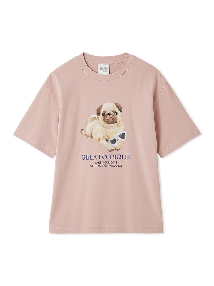 韓国ファッション [ジェラート PNK ピケ] UNISEXワンポイントTシャツ (S-M) PUCT252291