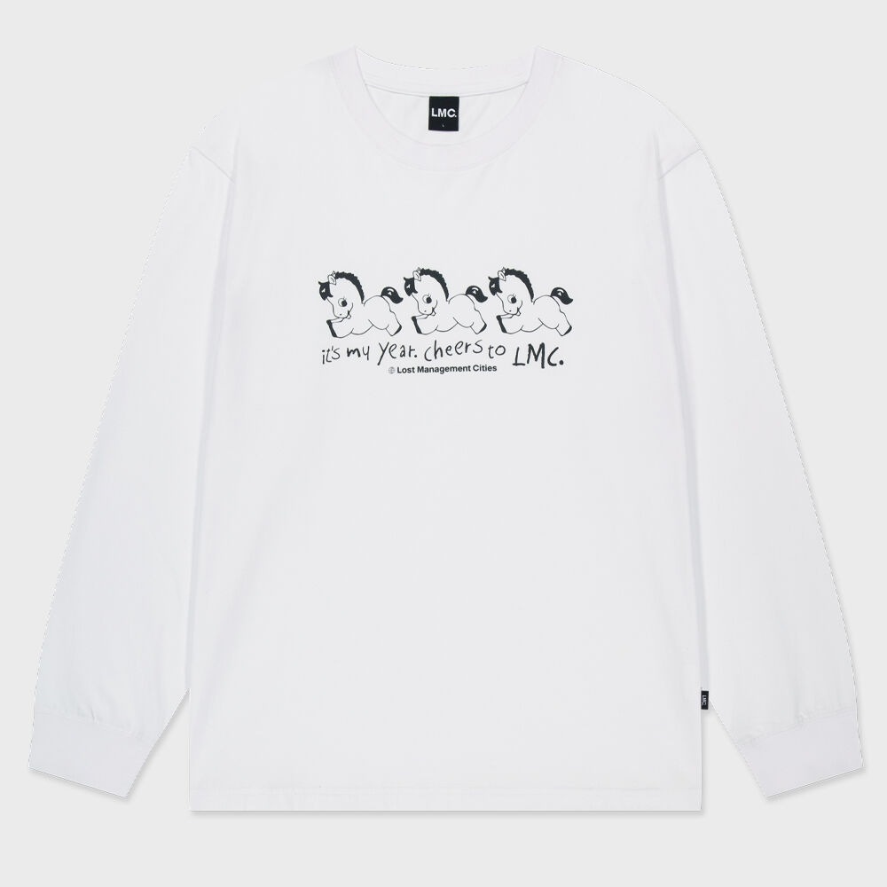 LMC ニューイヤーホースロングシルバー T シャツホワイト