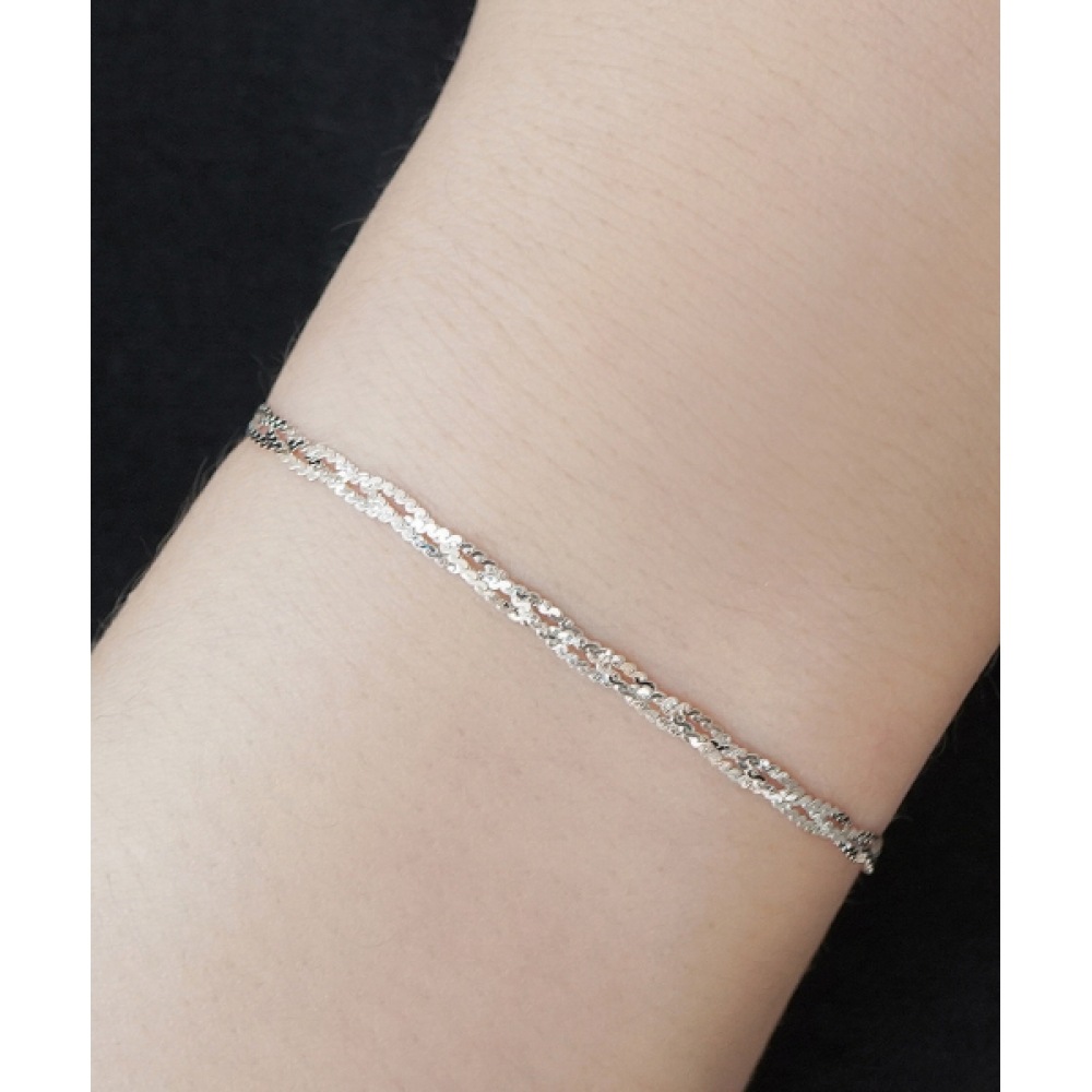 ALLEUN シルバー 925 シンチェーンカット 3列ツイストブレスレット