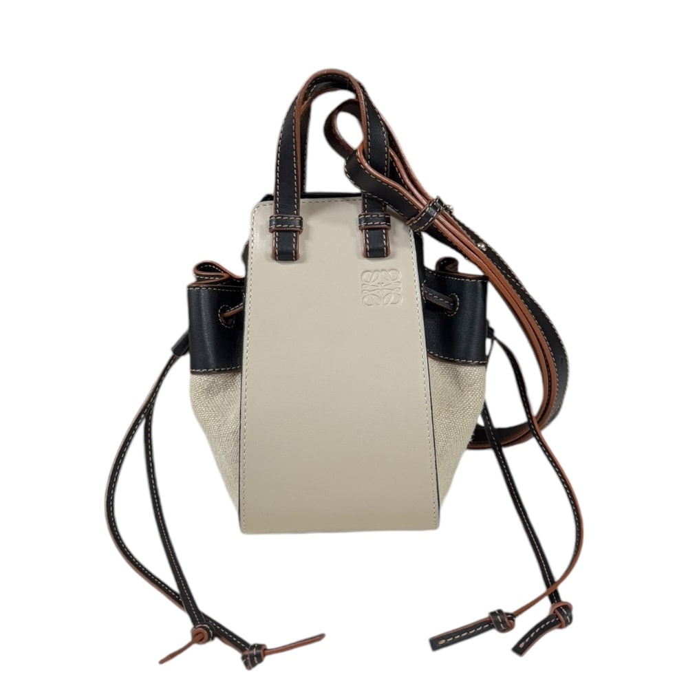 ロエベ ハンモックミニ ショルダーバッグ レザー 314.39.V07 ベージュ LOEWE 中古 美品